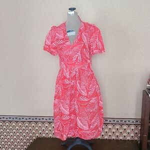 Boden Tropical Leaf Linen Mini Dress